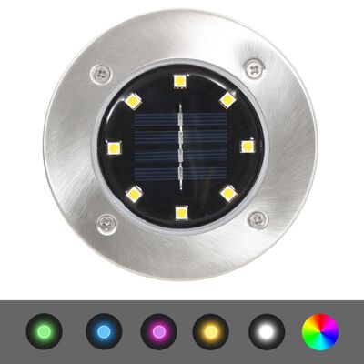 vidaXL Soldrevet bakkelys 8 stk LED-lys RGB-farge