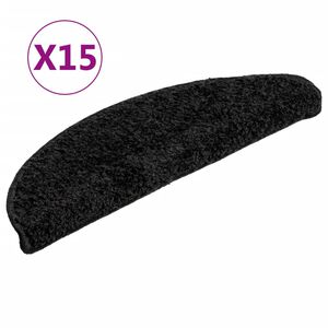 vidaXL Trappematter 15 stk 56x17x3 cm svarte halvrund