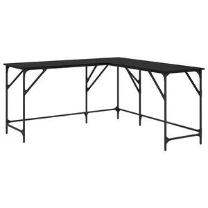 vidaXL Skrivebord Svart Eik Konstruert tre 149 x 149 x 75 cm