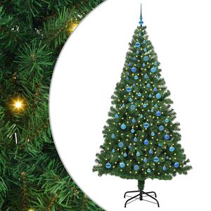 vidaXL Kunstig juletre med 300 LED gr&oslash;nn 240 cm PVC og St&aring;l og Plast