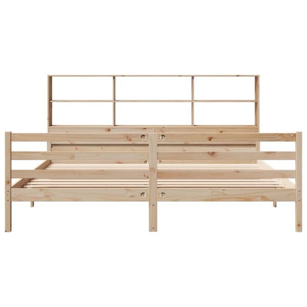 vidaXL Seng med bokhylle uten madrass 200x200 cm heltre furu