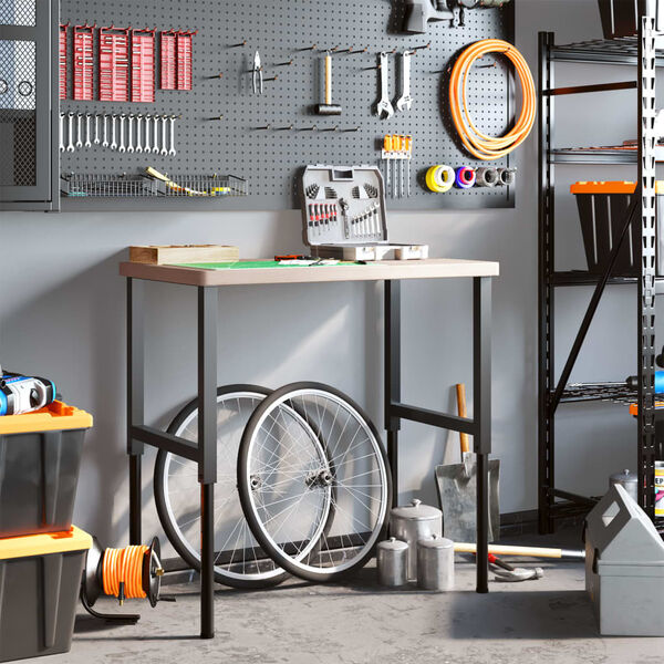 vidaXL Arbeidsbenk 100x60x(73-99,5) cm heltre eik rektangulær