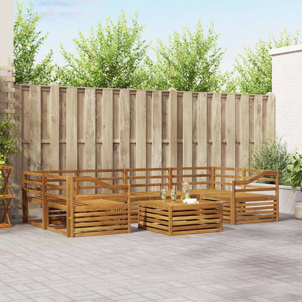 vidaXL Utend&oslash;rs sofa-sett 7 pcs Naturlig Solid akasietre