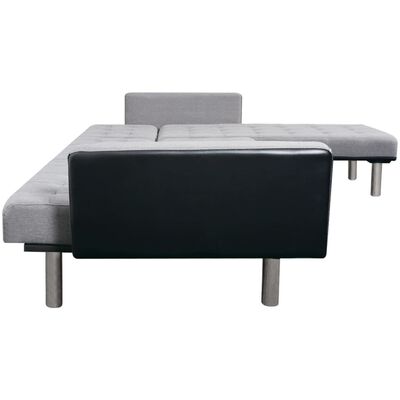 vidaXL L-formet sovesofa stoff svart og grå