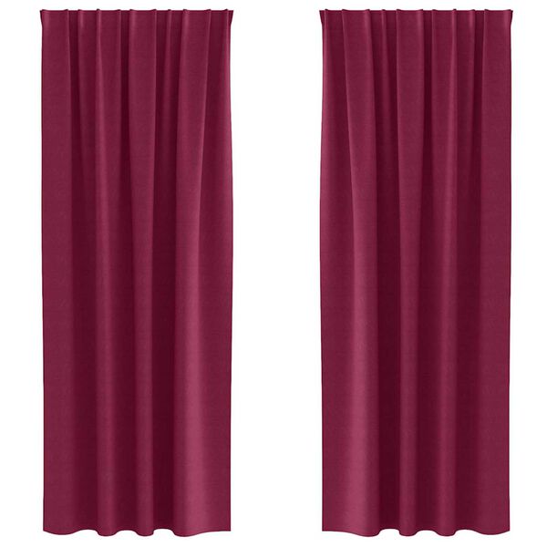 vidaXL M&oslash;rkleggende Gardiner med Ringer 2 pcs Vinr&oslash;d 225 x 140 cm