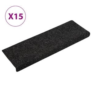 vidaXL Trappematter selvklebende 15 stk 65x21x4 cm svart rektangul&aelig;r kant