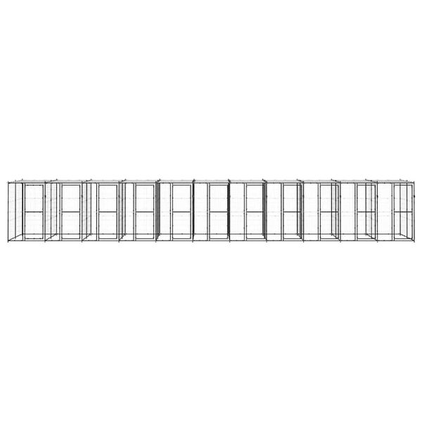 vidaXL Utend&oslash;rs hundeg&aring;rd med tak 26,62 m&sup2; st&aring;l