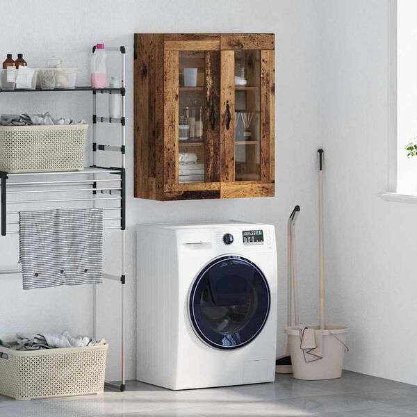 vidaXL Veggskap Gamle tre 69,5 x 34 x 90 cm Sponplater og glass