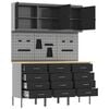 vidaXL Arbeidsskap med skuff 8 pcs Svart Konstruksjonsvirke og st&aring;l