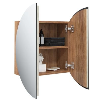 vidaXL Baderomsskap med rundt speil og LED eik 40x40x17,5 cm