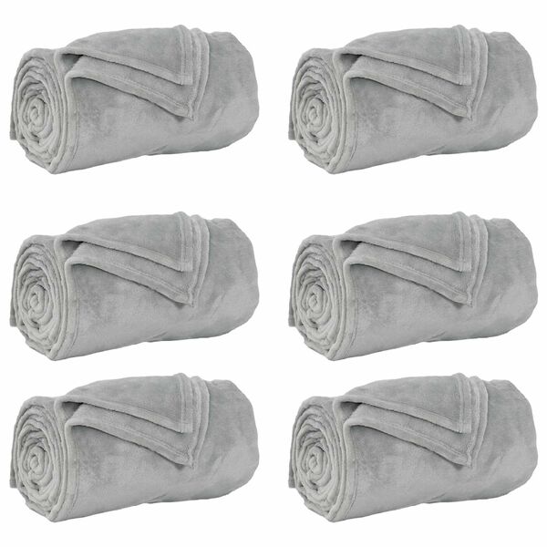 vidaXL Kastepledd 6 pcs Gr&aring; 220 x 240 cm Fleece