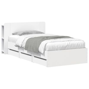 vidaXL Sengramme med oppbevaring og hodegavl Hvit 75 x 190 cm
