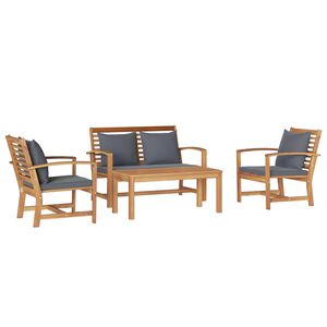 vidaXL Hagesofa Set 4 pcs Naturlig Massivt Teaktre