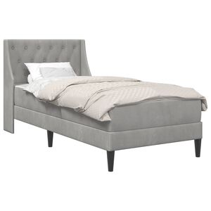 vidaXL Sengeramme med madrass Lysegr&aring; 90 x 190 cm Fl&oslash;yel