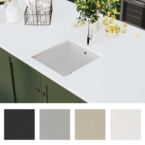 vidaXL Kjøkkenvask enkel kum granitt hvit