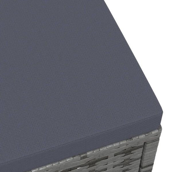 vidaXL Utendørs fotskammel med pute polyrotting grå