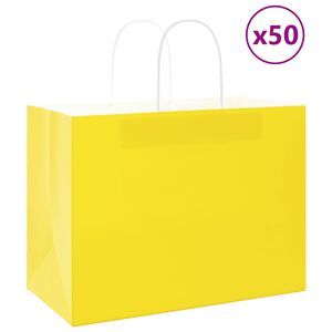 vidaXL Papirposer 50 stk med h&aring;ndtak gul 32x17x25 cm