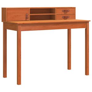 vidaXL Skrivebord med skuff Vokset Brun 110 x 50 x 93 cm Massiv furu