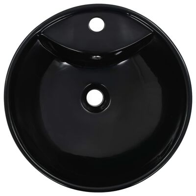 vidaXL Vask med overløpsfunksjon 46,5x18 cm keramikk svart
