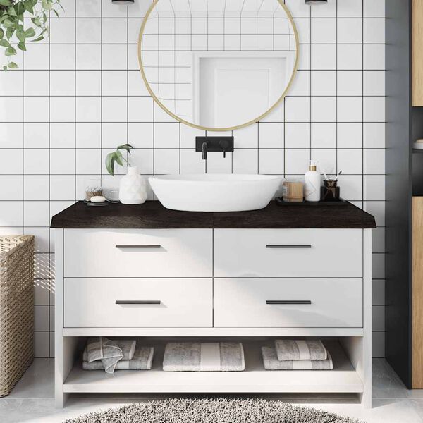 vidaXL Benkeplate til bad m&oslash;rkebrun 140x60x(2-6) cm behandlet heltre