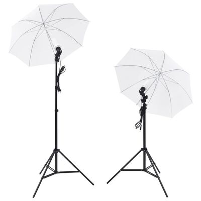 vidaXL Fotostudiosett: 5 fargerike bakgrunner og 2 paraplyer