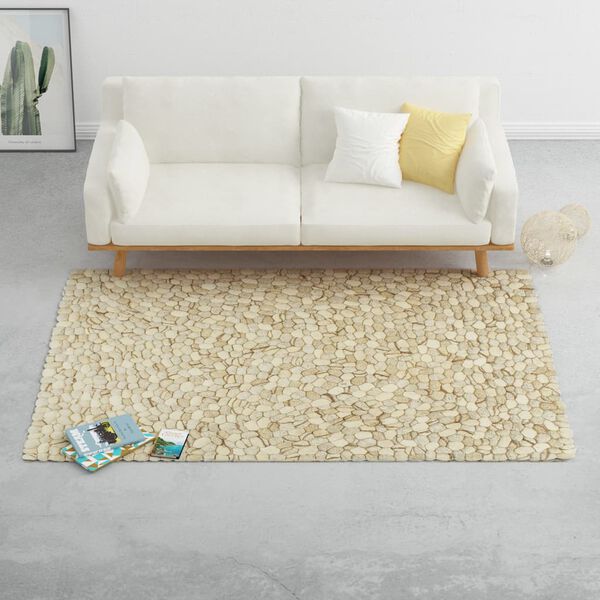 vidaXL Ullsteinteppe 80x150 cm beige/gr&aring;/brun/sjokolade