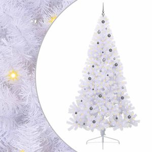 vidaXL Kunstig juletre med 300 LED med stativ Hvit 240 cm PVC og st&aring;l