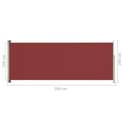 vidaXL Uttrekkbar sidemarkise 200x500 cm rød