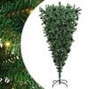 vidaXL Opp-ned kunstig forbelyst juletre med kulepakke gr&oslash;nn 210 cm