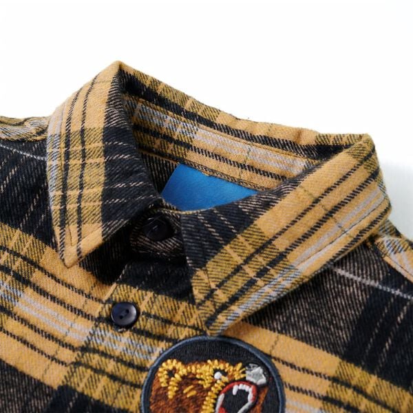 Rutete barneskjorte gul og svart 116