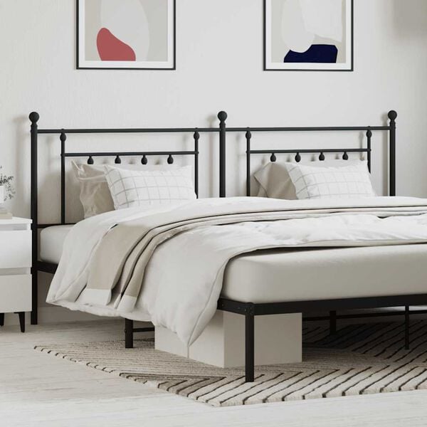 vidaXL Utskiftbar sengegavl i metall svart 200 cm