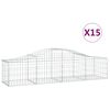 vidaXL Gabionkurver buede 15 stk 200x50x40/60 cm galvanisert jern