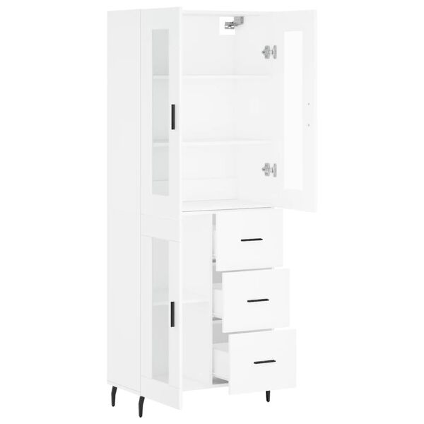 vidaXL Highboard hvit 69,5x34x180 cm konstruert tre
