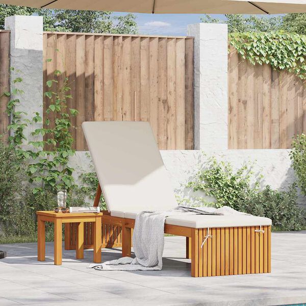 vidaXL Solstol med pute Brun 200 x 55 x 94cm Massivt akasietre