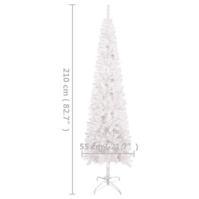 vidaXL Forhåndsbelyst slankt juletre hvit 210 cm