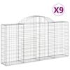 vidaXL Gabionkurver buede 9 stk 200x30x100/120 cm galvanisert jern
