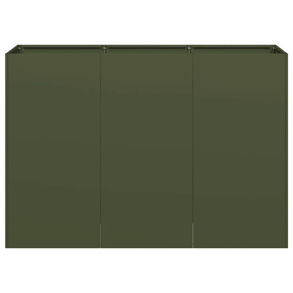 vidaXL Plantekasse olivengr&oslash;nn 120x40x80 cm kaldvalset st&aring;l
