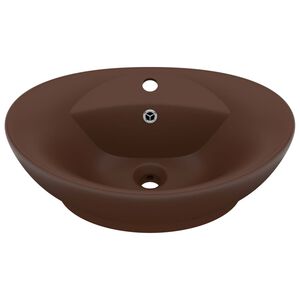 vidaXL Luksuri&oslash;s servant overl&oslash;p oval m&oslash;rkebrun 58,5x39 cm keramisk