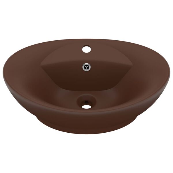 vidaXL Luksuri&oslash;s servant overl&oslash;p oval m&oslash;rkebrun 58,5x39 cm keramisk