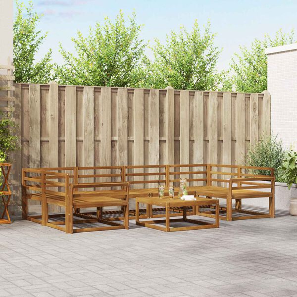 vidaXL Utend&oslash;rs sofa-sett 7 pcs Naturlig Solid akasietre