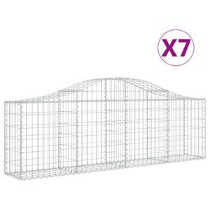 vidaXL Gabionkurver buede 7 stk 200x30x60/80 cm galvanisert jern