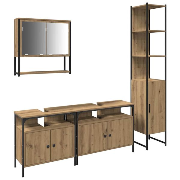 vidaXL Baderomsinnredningssett 4 pcs artisan eik Konstruert tre