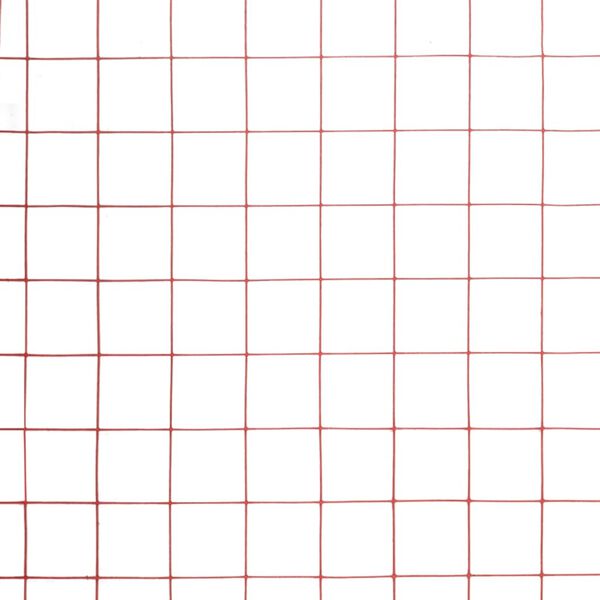 vidaXL Tr&aring;dgjerde kylling st&aring;l med PVC-belegg 25x0,5 m r&oslash;d