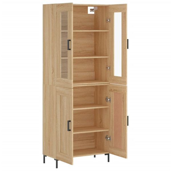 vidaXL Highboard sonoma eik 69,5x34x180 cm konstruert tre