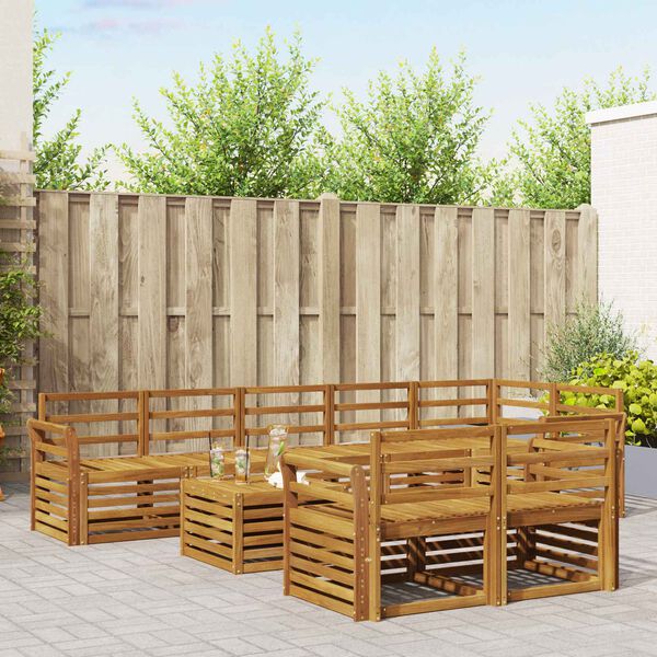 vidaXL Sofasett 9 pcs Naturlig Solid akasietre