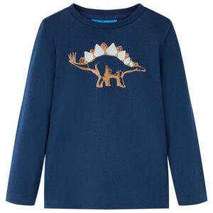 T-skjorte for barn med lange ermer marinebl&aring; 116