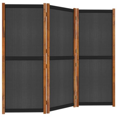 vidaXL Romdeler 3 paneler svart 210x180 cm