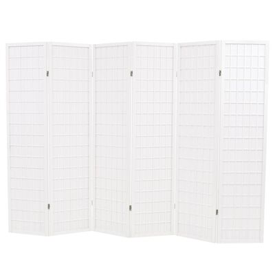 vidaXL Sammenleggbar romdeler 6 paneler japansk stil 240x170 cm hvit