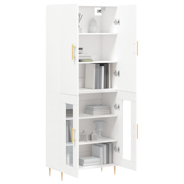 vidaXL Highboard hvit 69,5x34x180 cm konstruert tre