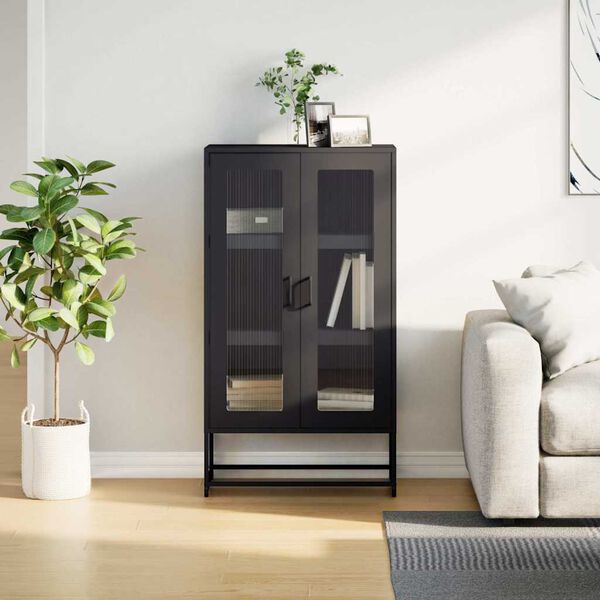 vidaXL Highboard svart 68x39x123 cm stål
